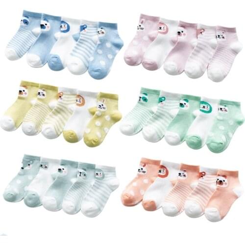 5 pairs lot baby short cotton summer socks toddler boy girl mesh thin animal sock kid children newborn infant striped white sock