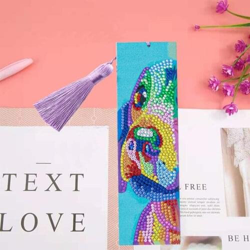 5D Diamond Painting Colorful Dog Bookmark Diamond Embroidery Craft Tassel Book Marks for Books Christmas Gifts