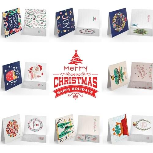 8pcs Christmas DIY Diamond Painting Greeting Cards 5D Cartoon Postcards Kids Festival Embroidery Greet Card for Holiday