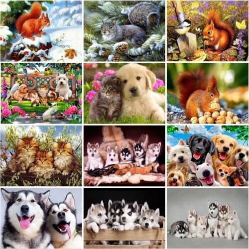 DIY diamond painting cross stitch squirrel cat and dog art picture 5D mosaic diamond embroidery home decoration gift