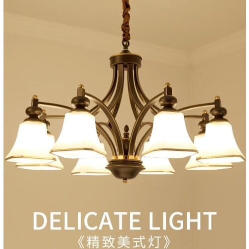 American country LED wrought iron living room lamp chandelier retro restaurant lighting with modern minimalist bedroom lamp