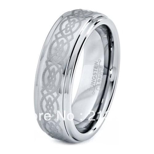 FREE SHIPPING!USA WHOLESALES CHEAP PRICE BRAZIL RUSSIA CANADA UK HOT SELLING 8MM SILVER PATTERN STEP BRIDALTUNGSTEN WEDDING RING