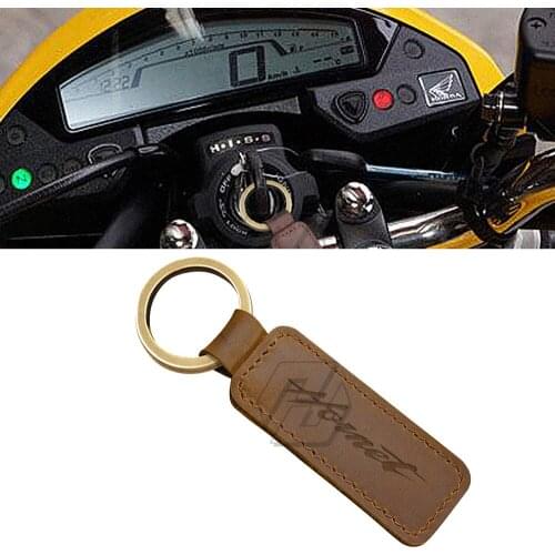 Motorcycle Keychain Cowhide Key Ring Case for Honda Hornet Key CB1000R CB250F CB600F CB900 etc