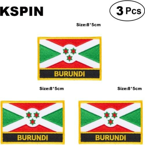 Burundi Rectangular Shape Flag patches embroidered flag patches national flag patches for clothing DIY Decoration