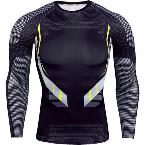Outdoor Sports T-shirt Camouflage Print Quick Dry Men Stretchy Sweat-absorbent Shirt Long Sleeve Tops for Training M-3XL