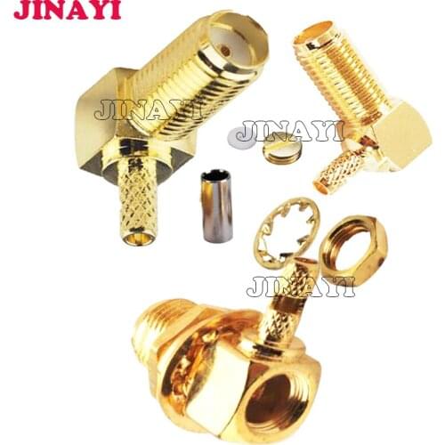 100pcs SMA Right Angle Female Jack Crimp Connector for RG316 RG174 LMR100 cable 50ohm