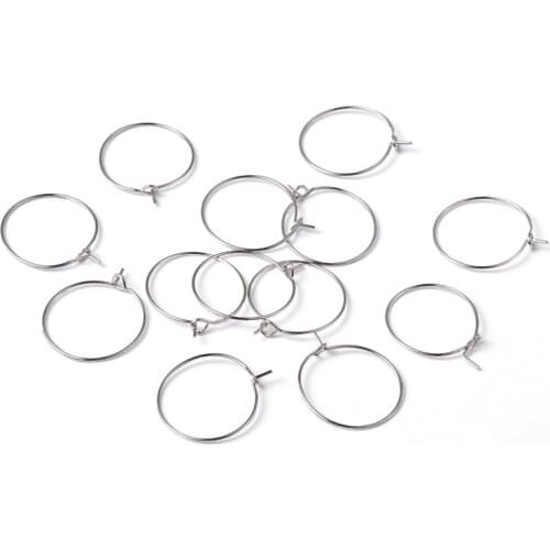 50pc Round Big Circle Hoop Earrings Wine Glass Charm Rings Jewelry Earring Hoops Accessories making,Plated in Platinum Color F80