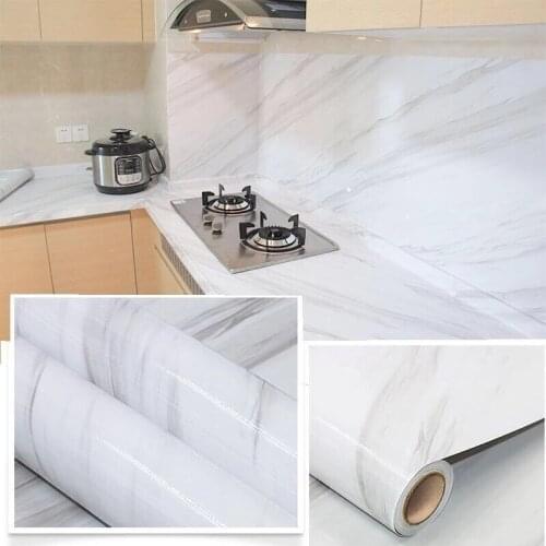 Kitchen Oil-proof Sticker Marble Pattern Moisture-Proof Stove Desktop Furniture Renovation Sticker Self-Adhesive Wallpaper Wall