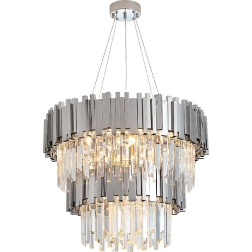 Golden Art Deco Postmodern Stainless Steel Crystal Chandelier Lighting Lustre Suspension Luminaire Lampen For Foyer Bedroom