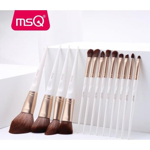MSQ 13PCS Makeup Brushes Set Powder Foundation Eye Shadow Lip Make Up Brush Kits Gold/White PVC Resin Handle Beauty Tools