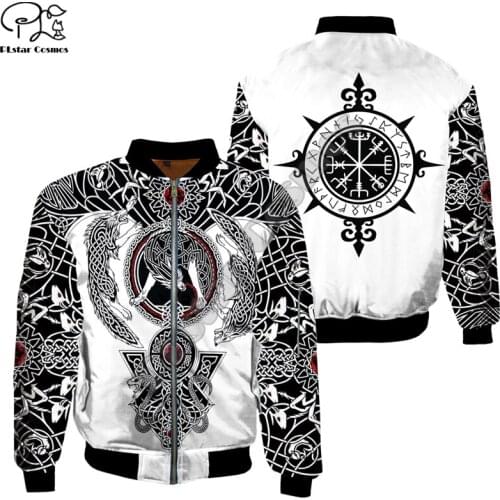 Viking Tattoo 3D Mens bomber jackets Hoodie Men Women New Fashion Zipper Hooded Long Sleeve Pullover style-1