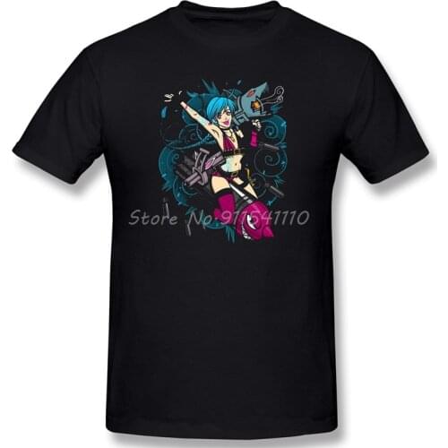 Men Clothing League of Legends Multiplayer Online Battle Arena Game Anime T-Shirt Get Jinxed Streetwear Short Sleeve