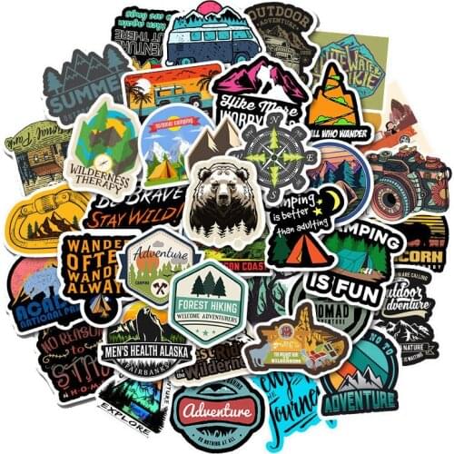 50PCS Outdoor Hiking Adventure Stickers Adventure Pegatinas Travel Fashion Waterproof Graffiti Toy For Car Bike Motorcycle