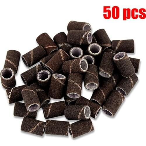 50pc Sanding Cap Bands For Electric Manicure Machine #80#120#180 Grit Nail Drill Grinding Bit Files Pedicure Tool Accessory