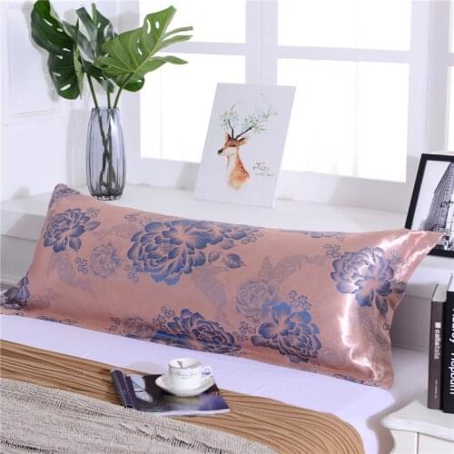 New double pillowcase satin jacquard 1.2/1.5 meters long lovers wedding ice silk extended pillowcase