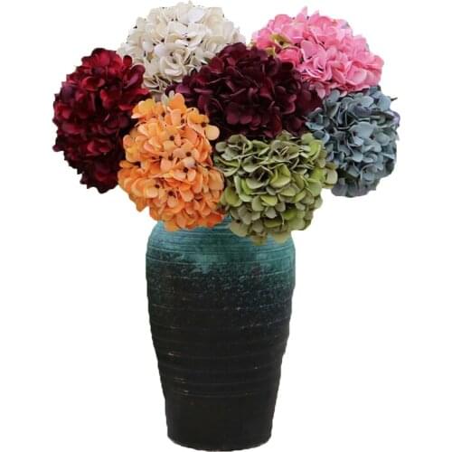 New Artificial Flowers Vintage Silk Hydrangea Bouquet Wedding Decorative Fake Plants Vase for Christmas Home Garden Decoration