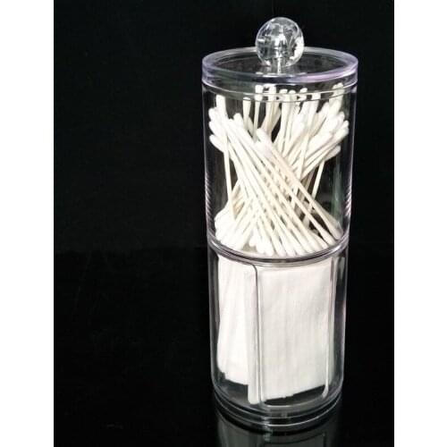 New Dual Layer Multipurpose Cotton Swabs Organizer Cotton Pads Holder Wholesale Cheap Clear Acrylic Cosmetic Storage Box