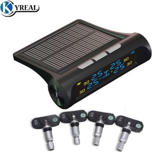 New TPMS Solar Engery Auto Tire Pressure Monitoring with 4 Built-in Sensor Wireless For All Cars Diagnostic Tool Car Alarm