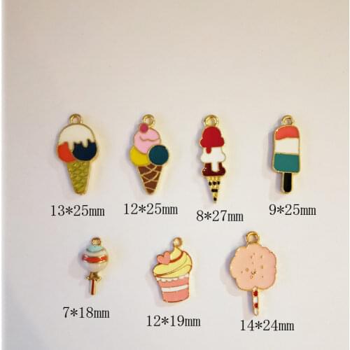 10pcs Alloy Metal Drop Oil Ice Cream lollipop Charms Pendant For DIY Bracelet Necklace Jewelry Making