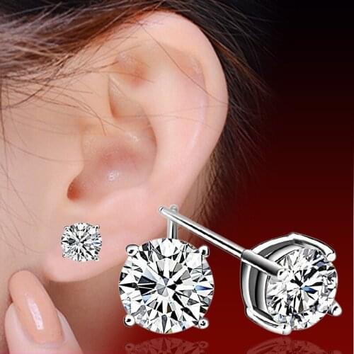 Simple Temperament Four-legged High-grade Zircon Shiny Earrings Fashion Silver-plated Non-fading Ear Jewelry For Men And Women