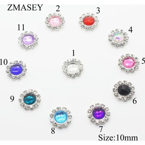 Rhinestone Button 10Pcs/Lot 10MM Acrylic Embellishment Garment Sewing Decoration DIY Crafts Accessories