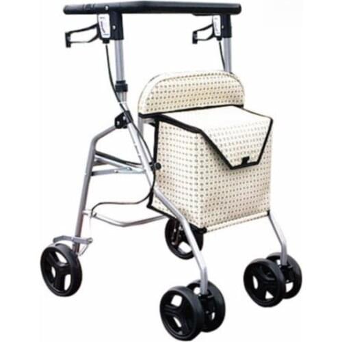 Elderly Walker Shopping Trolley, Leisure Stroller Folding Cart With Seat For Indoor&Outdoor