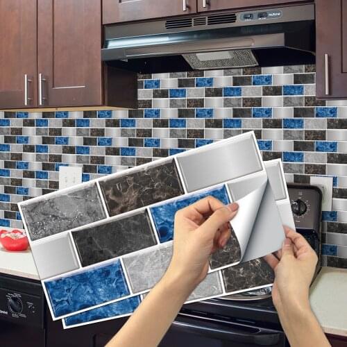 Self-Adhesive Kitchen Tile Stickers Waterproof Bathroom Mosaic Brick Wall Decoration Removable Backsplash DIY Vinyl Decals