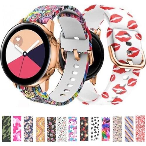 Floral Printing Silicone Watch Strap for amazfit GTS Samsung Galaxy Active 42mm Band for Samsung Galaxy Watch Active 20mm Sport