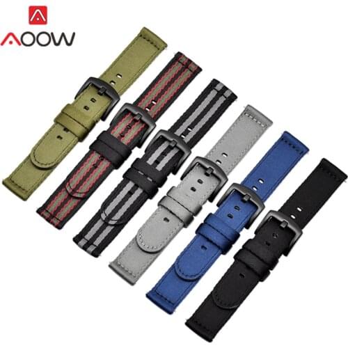 Heavy Duty Nylon Band Strap 18mm 20mm 22mm 24mm for Samsung Galaxy Watch Active 2 40mm 44mm 42mm 46mm Gear S2 S3 Amazfit Huawei