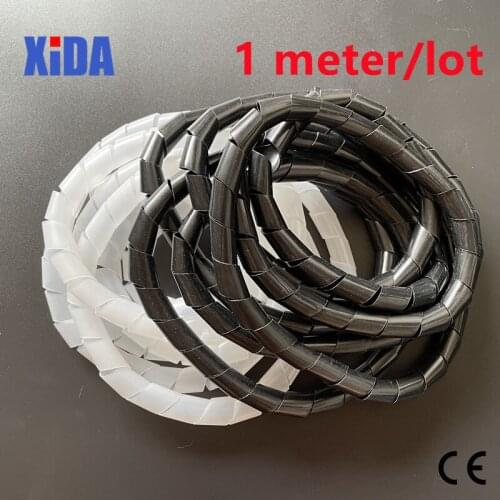 1Pc Black ClearWhite WireCable Ties Organizer Management Spiral Wrapping Bands Bundle Protector 4 6 8 10 12 14 16 18 20 25 30mm