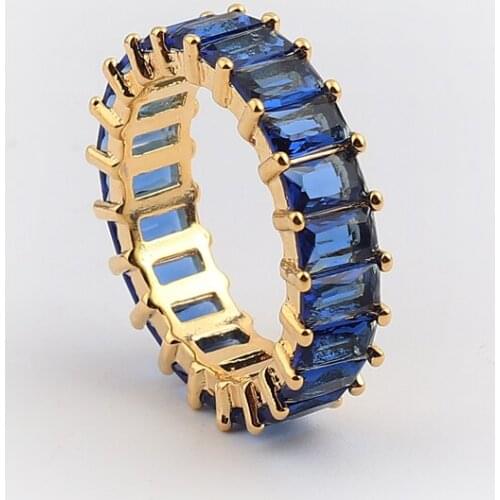 Womens Colorful CZ Eternity Band Ring Luxury Skinny Engagement Rainbow Birthstone Bohemia Finger Rings For Women Jewelry Gift