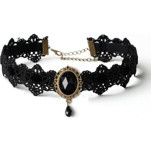 90S Women Lace Choker Necklace Gothic Handmade Retro Burlseque Jewelry Pendnat Collar Choker Fashion Jewelry Colliers Bijous
