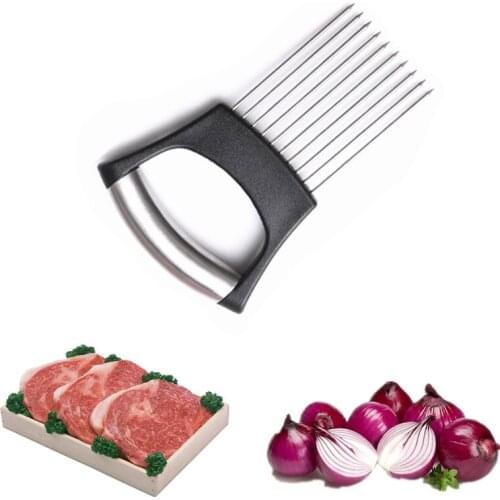 1 pcs Stainless Steel Onion Cutter Easy Cut Onion Holder Fork Vegetable Slicer Tomato Cutter Needle Meat Chicken Frok