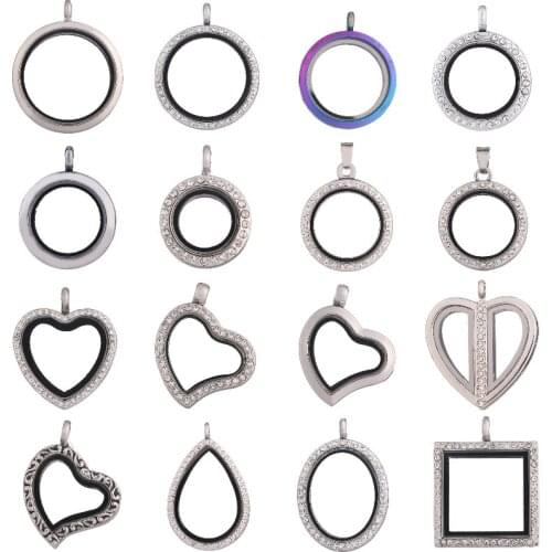 1Pc Vintage Geometric Round Heart Glass Photo Collars Floating Living Memory Locket Pendant For Necklace Keychain Gift Jewelry