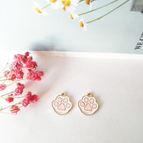 20pcs 15*17mm cute enamel bears paw charm charm for jewelry making earring pendant bracelet and necklace charms