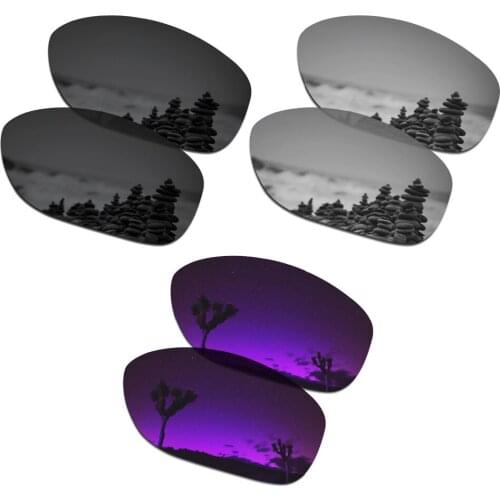 SmartVLT 3 Pairs Polarized Sunglasses Replacement Lenses for Oakley Shes Unstoppable Black & Silver Titanium & Plasma Purple