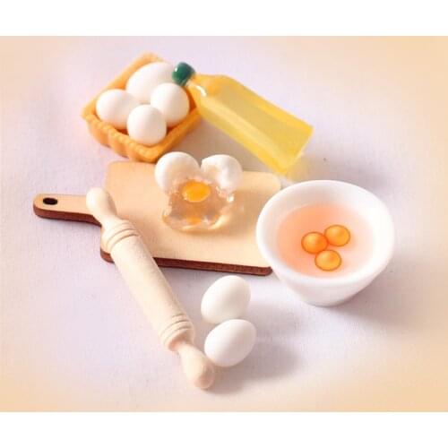 5Pcs/Set Cute Rolling Pin Egg Bowl Olive Oil Set Kitchen Accessories 1:12 Dollhouse Miniature