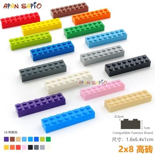 5pcs/lot DIY Blocks Building Bricks Thick 2X8 Educational Assemblage Construction Toys for Children Size Compatible With lego