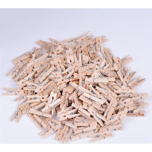 50/100 Pcs Small Mine Size 25mm Mini Natural Wooden Clips For Photo Clips Clothespin Craft Decoration Clips Pegs