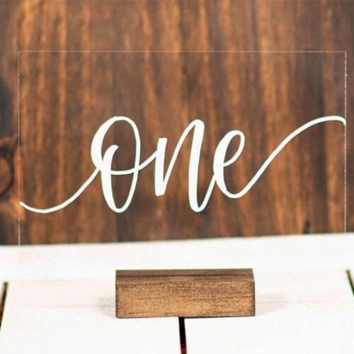 Acrylic Calligraphy Wedding Table Numbers With Wood Holder Set Personalized Number Sign Modern Wedding Table Number for Party