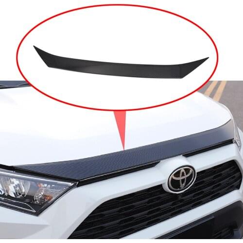 Carbon Fiber Engine Lid Moulding Accessories Fit For Toyota RAV4 2019 2020 Car Front Head Bumper Hood Bonnet Grille Stick Cover