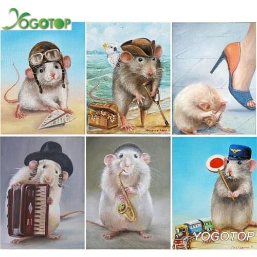 Full square round Drill 5D DIY Diamond Painting cartoon mouse animal Mosaic Diamond Embroidery Year of the Rat gift YY2412