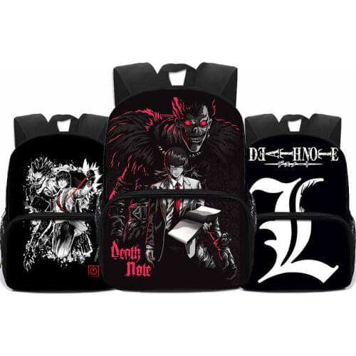 Anime Japan Death Note Pattern Schoolbag Children Fearsome Cartoon Teenagers Backpack Large Capability Casual Bookbags Gift