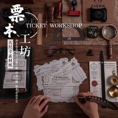 Moking Retro vintage Ticket workshop memo pad diy material paper pack Junk Journal Scrapbooking 1 lot = 16 packs Wholesale