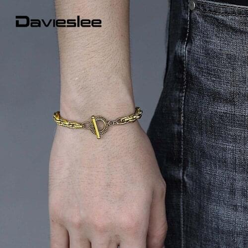 6mm Stainless Steel Bracelet For Men Women Gold Silver Color Twisted Cable Link Chain Toggle Designer Bracelet 8-10 inch LTBS012