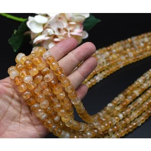AAAA+ Natural Citrine Quartz Crystal Faceted Rondelle Beads 6X10mm Loose Beads 15.5"