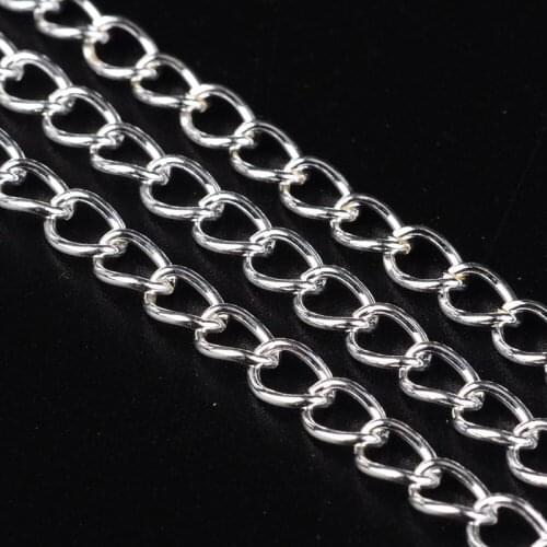100m/roll 6x4x0.7mm Iron Metal Unwelded Side Twist Chain for Necklace Bracelet Earrings DIY Making Accessories