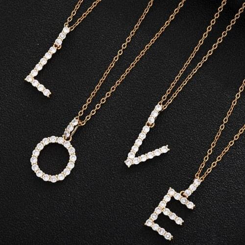 SONYA A-Z Letters Name Pendant&Necklace For Women/Girl Stainless Steel Chain Gold Color CZ Crystal 26 Lnitial Letter Jewelry