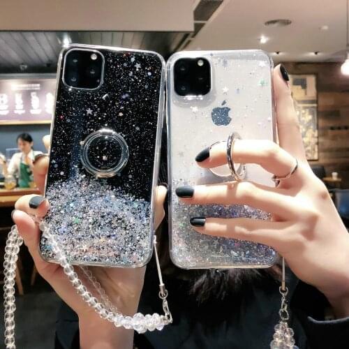 Gradient Bling Glitter Star Ring Holder Phone Case For iPhone 11 Pro Max X XR XS Max 6 6S 7 8 Plus SE Soft Back Cover Coque
