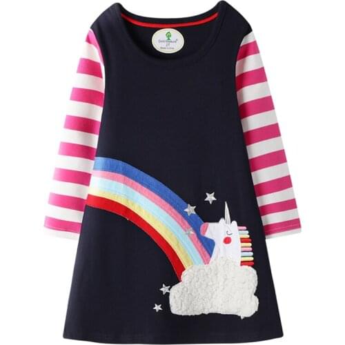 New Autumn Winter Girls Dresses For Baby Girl Long Sleeve Party Rainbow Dress 2 3 4 5 6 7 yrs Kids Christmas Childrens Clothing